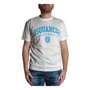 Universiteit T-Shirt Wit met Lichtblauwe Print Dsquared2 , White , Her...