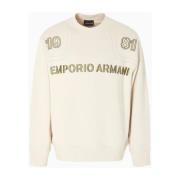 Beige Sweatshirt met Ribdetails Emporio Armani , Beige , Heren