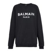 Katoenen sweatshirt met ecologisch ontwerp en flocklogo. Balmain , Bla...
