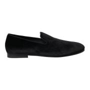 Luxe Zwarte Velvet Loafers Dolce & Gabbana , Black , Heren