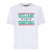 Sicily Love Wit T-shirt Dolce & Gabbana , White , Heren