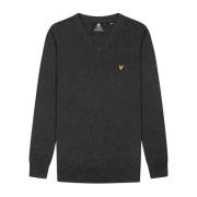 Katoen Merino V-hals Trui Lyle & Scott , Gray , Heren