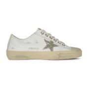 Glitter Ster Leren Sneakers Golden Goose , White , Dames