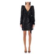 Pailletten Mini Wrap Jurk Rotate Birger Christensen , Black , Dames