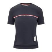 Korte mouwen T-shirt met ronde hals en logo borduursel Thom Browne , B...