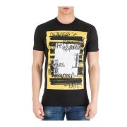 Bedrukt katoenen T-shirt - S71Gd0741 Dsquared2 , Black , Heren