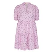 Feminine A-Lijn Jurk met Pofmouwen Levete Room , Pink , Dames