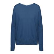 Viscose Blend Pullover met U-Boot Halslijn BomBoogie , Blue , Dames