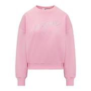 Rhinestone Logo Crewneck Sweatshirt Msgm , Pink , Dames