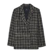 Klassieke Houndstooth Blazer Zwart/Zand Anine Bing , Gray , Dames