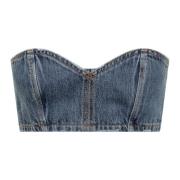 Zoete Denim Bandeau Top Monot , Blue , Dames