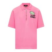 Korte mouw polo met ritssluiting Dsquared2 , Pink , Heren