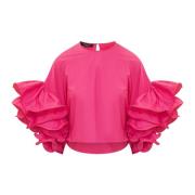 Elegant Ruffled Sleeve Blouse Rochas , Pink , Dames