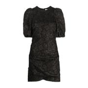 Zwarte Jacquard Pofmouw Jurk Ganni , Black , Dames