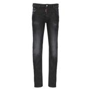 Slim-Fit Zwarte Katoenen Jeans voor Heren Dsquared2 , Black , Heren