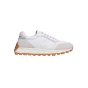 Leren Sneakers met Ingelegd Logo Liu Jo , White , Heren