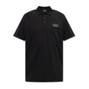 Polo shirt met logo patch Emporio Armani EA7 , Black , Heren