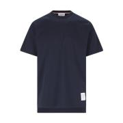 Blauw Katoenen T-shirt met Logo Thom Browne , Blue , Heren