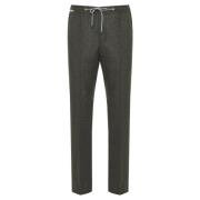 Super 100s Trekkoord Wollen Broek Corneliani , Green , Heren