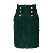 Donkergroen Tweed Potloodrok Balmain , Green , Dames