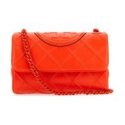 Koraalrode leren Fleming schoudertas Tory Burch , Red , Dames