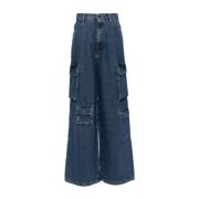 Blauwe Denim Cargo Jeans Amish , Blue , Dames