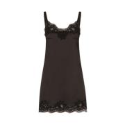 Zwarte Satijnen Kant Nachthemd Dolce & Gabbana , Black , Dames