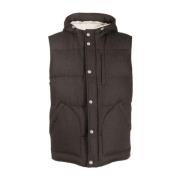 Zijden Kasjmier Hooded Gilet Eleventy , Brown , Heren