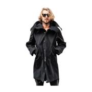 Zwarte Fishtail Parka met Unieke Patina Ten C , Black , Heren