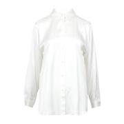 Witte Viscose Shirt met Kraag Kaos , Beige , Dames