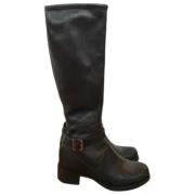 Pre-owned Leather boots Prada Vintage , Black , Dames