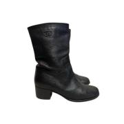 Pre-owned Leather boots Chanel Vintage , Black , Dames