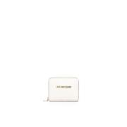 Portemonnee met Goudkleurig Logo en Ritssluiting Love Moschino , White...