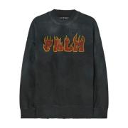 Zwart Vlam Logo Sweatshirt Palm Angels , Black , Heren