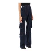Cargo Jeans met Flared Cut Msgm , Blue , Dames