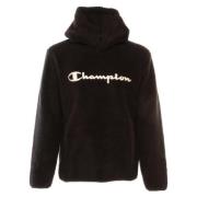 Zwarte Fleece Hoodie met Groot Logo Champion , Black , Heren