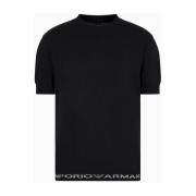 Zwart Logo Tekst T-Shirt Emporio Armani , Black , Heren