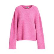 Oversized trui met textuur van bouclé en afneembare geribbelde col Ess...