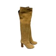 Pre-owned Suede boots Chanel Vintage , Beige , Dames