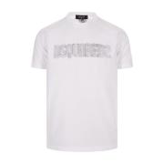 Witte Katoenen T-shirt met 3D Letterprint Dsquared2 , White , Heren