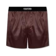 Zijden boxershorts met logo Tom Ford , Brown , Heren