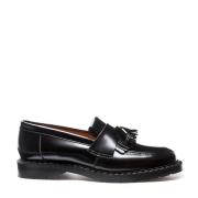 Zwarte Hi-Shine Tel Loafer met Lange Franje Solovair , Black , Heren