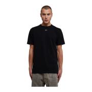 Zwarte Slim Fit Katoenen T-shirt met Pijl Detail Off White , Black , H...