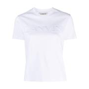 Logo Lettering Katoenen T-Shirt Lanvin , White , Dames