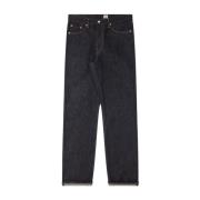 Donker Indigo Losse Rechte Selvage Jeans Edwin , Blue , Heren