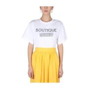Logo T-shirt Boutique Moschino , White , Dames
