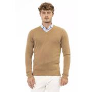 Beige Modal Trui met V-hals Baldinini , Beige , Heren