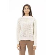 Mock Neck Geribbelde Trui Alpha Studio , White , Dames