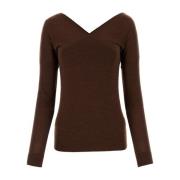 V-neck Knitwear CO , Brown , Dames