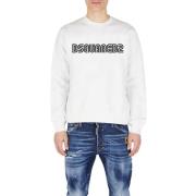 Heren Katoenen Ronde Hals Sweatshirt Dsquared2 , White , Heren